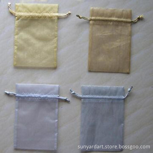 Organza Cosmetic Bag with Metallic Cord Drawstring